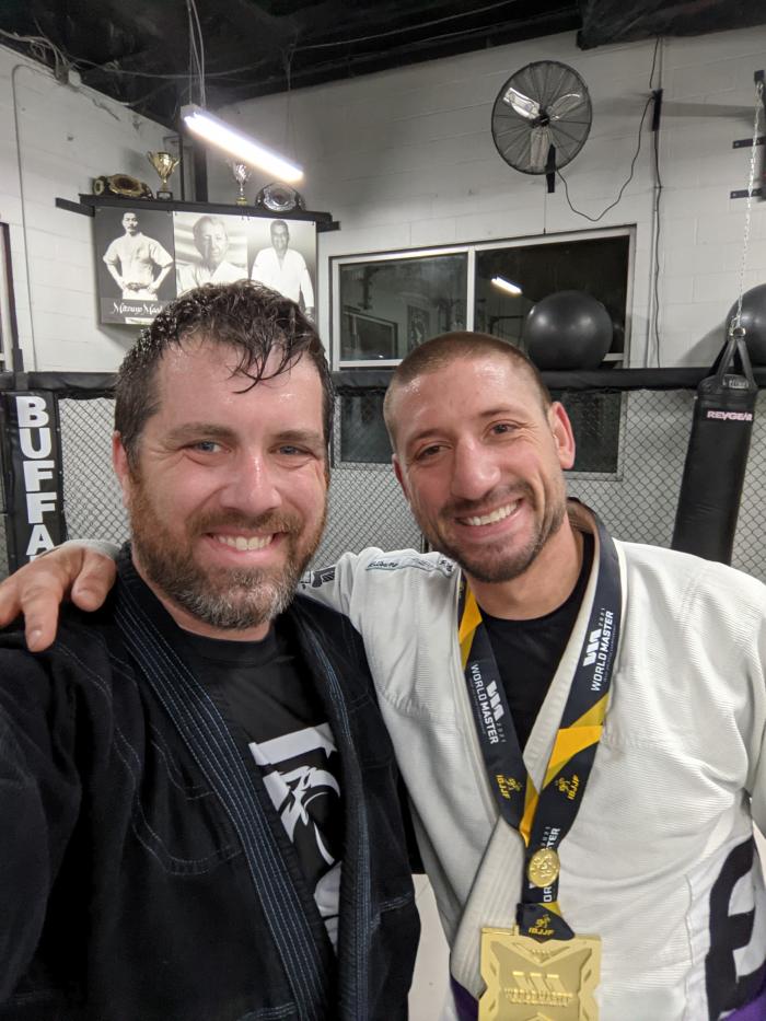DJ Giancola @ Buffalo United Martial Arts after taking gold at IBJJF Words 2022 (MALE / MASTER 2 / BLUE / MEDIUM-HEAVY)