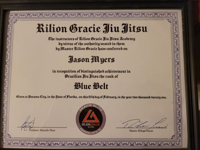 Blue belt · February 5, 2021 · Promoted by Master Rilion Gracie