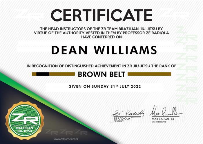 Brown belt · July 31, 2022 · Promoted by Ze Radiola
