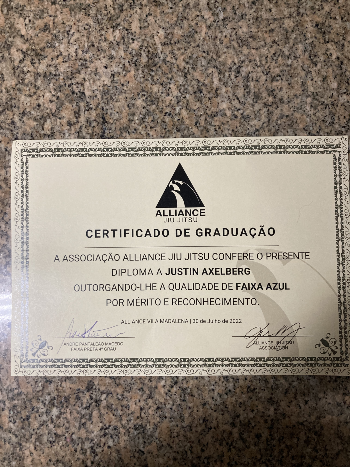 Blue belt · July 30, 2022 · Promoted by Andre Macedo
