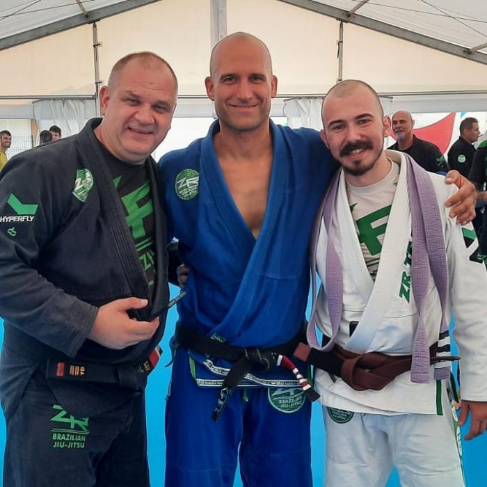 With Professors Dubravko Magdic (left) from Croatia , professor  Krzysztof Łukaszewicz (middle), and myself at Balaton Summer Camp 2021, my brown belt promotion