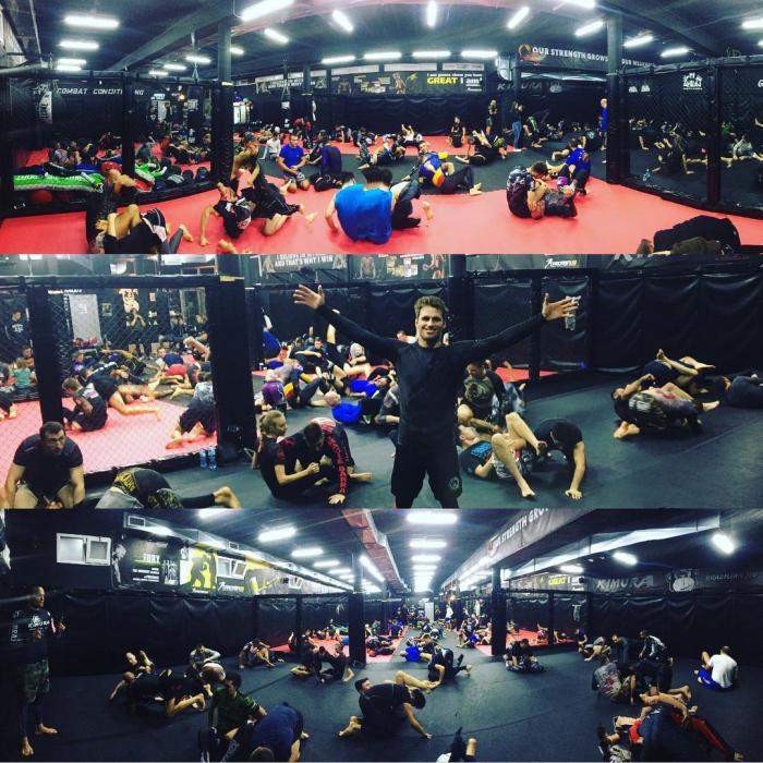Clark Gracie seminar @ Kimura Academy (Belgrade). I'm in the middle picture in the bottom left corner, looking at professor Clark.