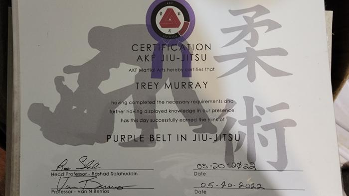 Purple belt · May 20, 2022 · Promoted by Rashad Salahuddin