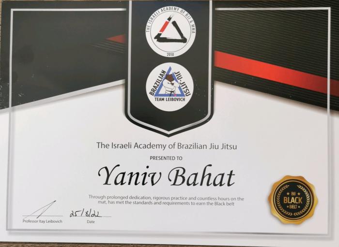 Black belt · August 25, 2022 · Promoted by Itay Leibovich