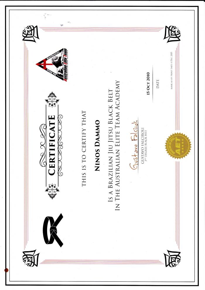 Black belt 2nd degree · October 15, 2016 · Promoted by Gustavo Falciroli
