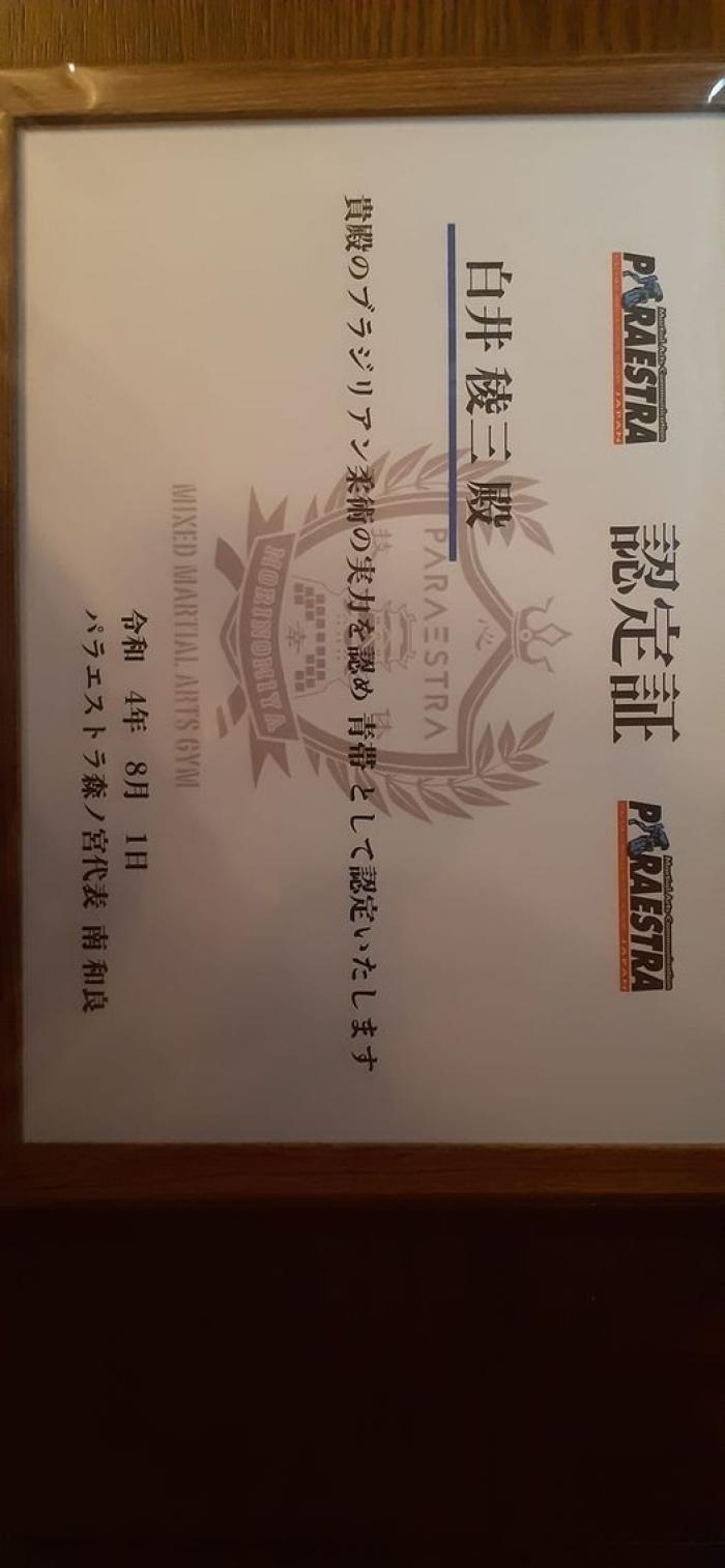 Blue belt · August 13, 2022 · Promoted by Ryuji Sakai