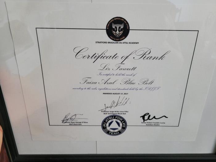 Blue belt · August 17, 2017 · Promoted by Ryan O'Shea