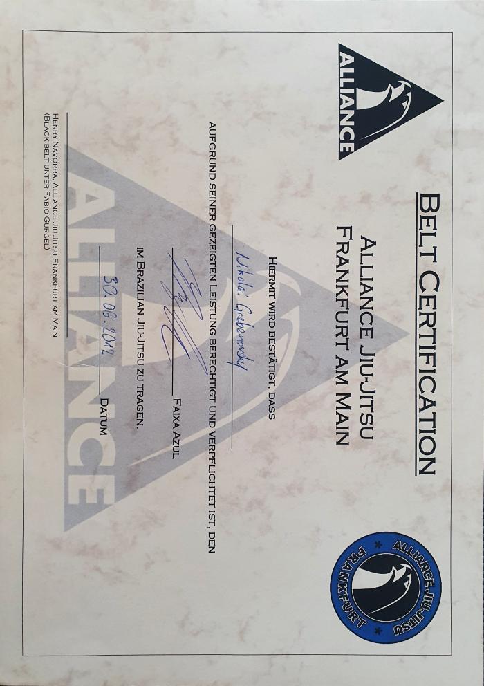 Blue belt · June 30, 2012 · Promoted by Henry Navorra