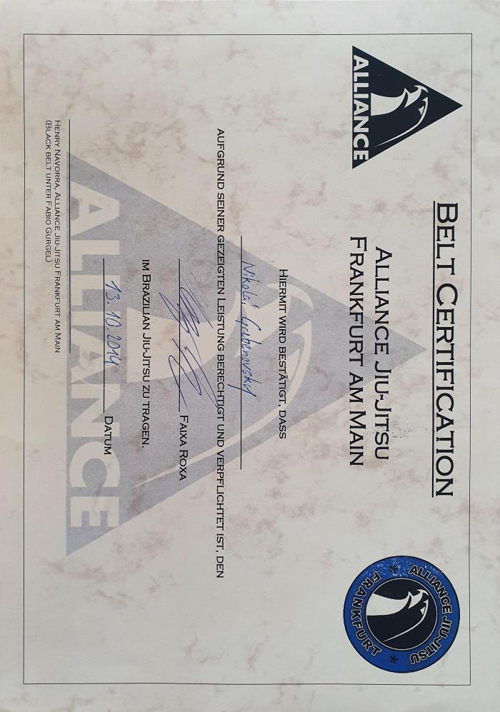 Purple belt · October 13, 2014 · Promoted by Henry Navorra