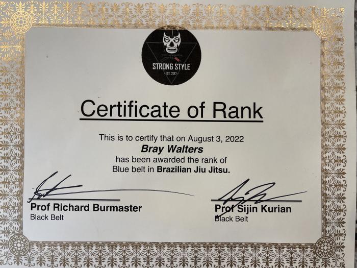 Blue belt · August 2, 2022 · Promoted by Richard Burmaster