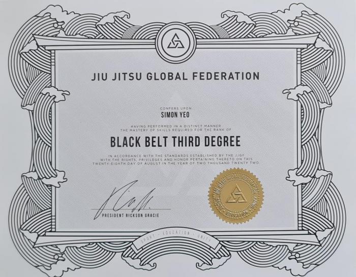 Black belt 3rd degree · July 2, 2022 · Promoted by Vinicius de Castro