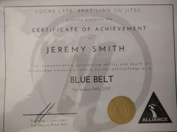 Blue belt · November 4, 2017 · Promoted by Lucas Lepri