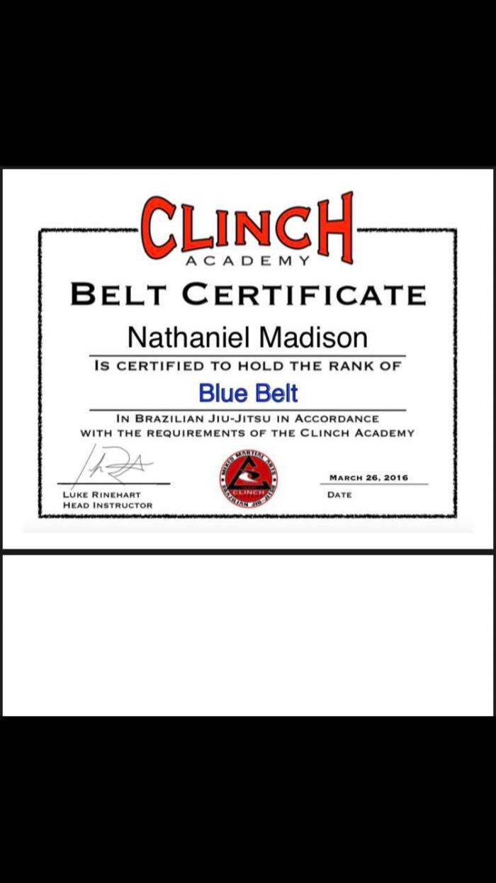 Blue belt · March 26, 2016 · Promoted by Luke Rinehart