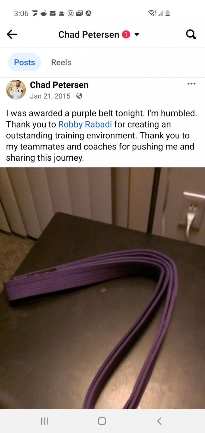 Purple belt · January 21, 2015 · Promoted by Robby Rabadi