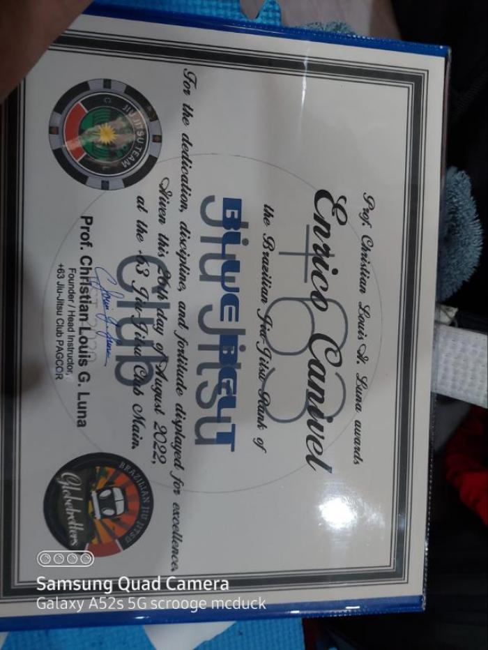 Blue belt · August 26, 2022 · Promoted by Christian Louis Guerra Luna