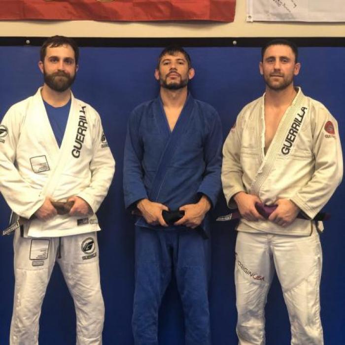 Beau Bourgeois Brown Bet and Shane Thibodaux Purple Belt in brazilian jiu jitsu classes in thibdodaux