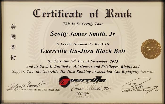 certified Guerrilla Jiu Jitsu black belt in Thibodaux
