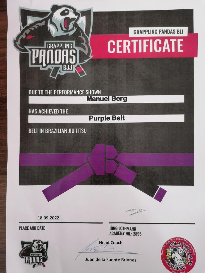 Purple belt · September 18, 2022 · Promoted by Juan De La Fuente Briones