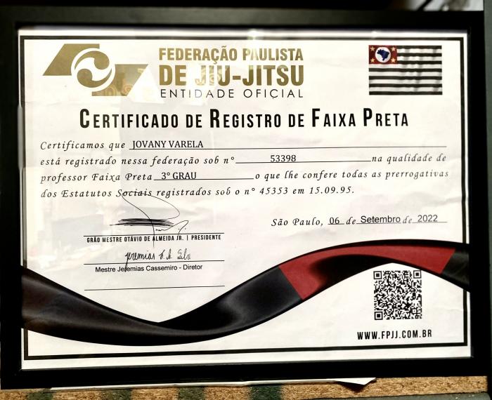 Black belt 3rd degree · October 15, 2021 · Promoted by Thiago Reinaldo de Souza