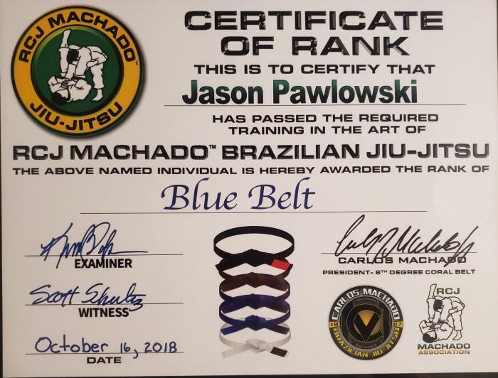 Blue belt · October 16, 2018 · Promoted by Kim Blake