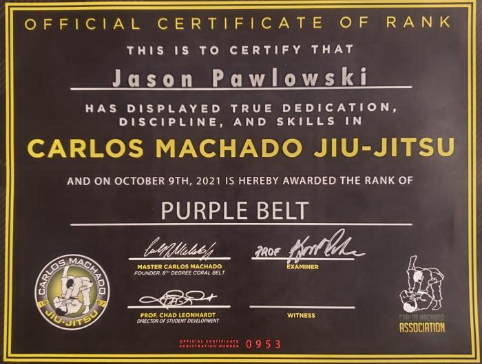 Purple belt · October 9, 2021 · Promoted by Kimberly