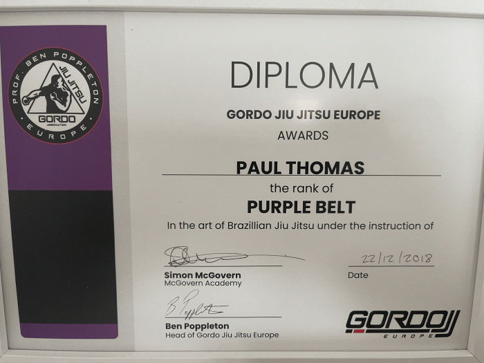 Purple belt · December 22, 2018 · Promoted by Simon Mcgovern