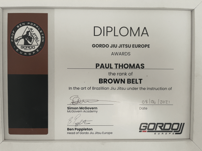 Brown belt · June 8, 2021 · Promoted by Simon Mcgovern