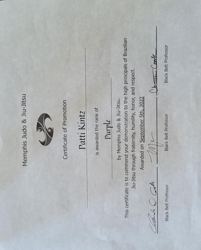 Purple belt · September 5, 2022 · Promoted by Donny Cook