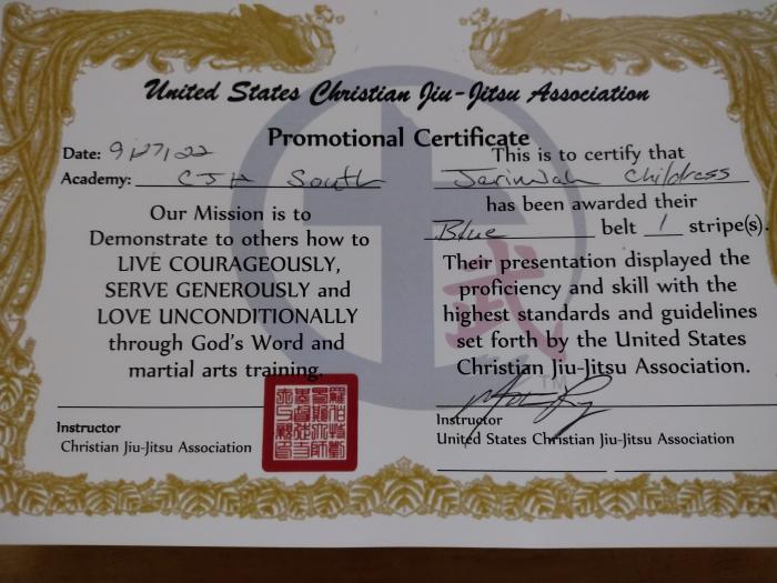 Blue belt · September 27, 2022 · Promoted by Mathew Reyna