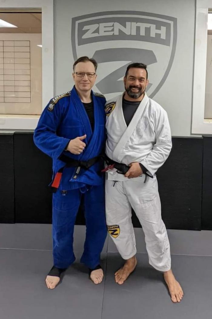 David receiving his black belt
