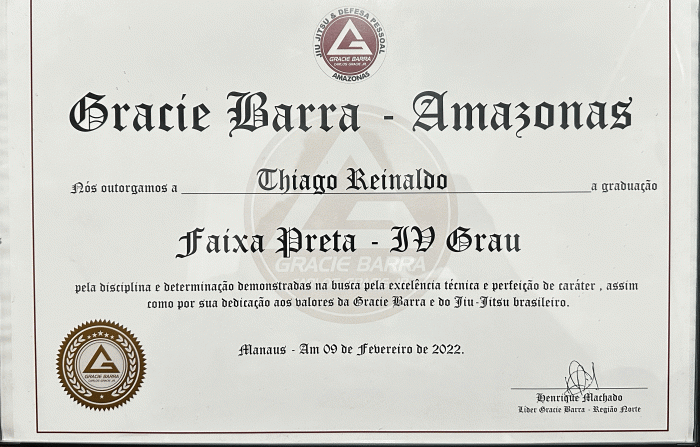 Black belt 4th degree · June 11, 2022 · Promoted by Henrique Machado