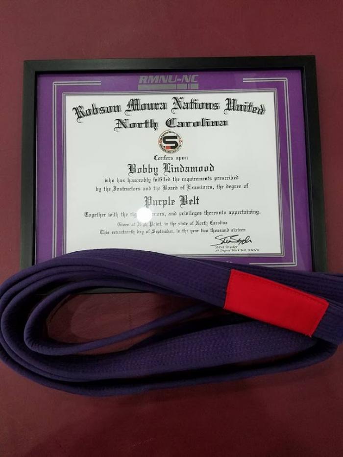 Purple belt · September 17, 2016 · Promoted by Steve Snyder