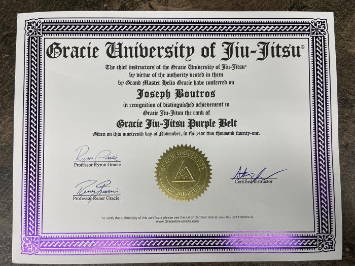 Purple belt · October 14, 2022 · Promoted by Steve Joncas
