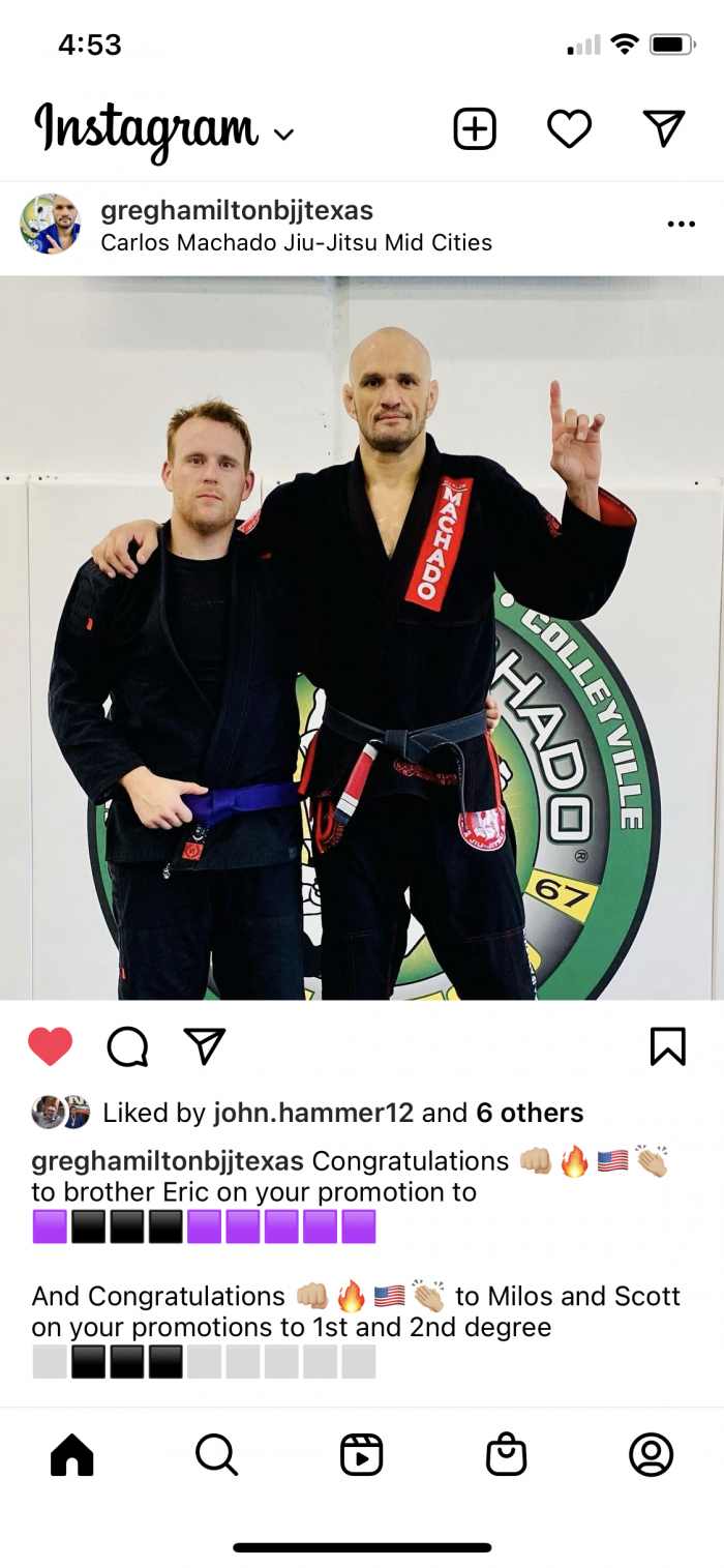 Purple belt · April 26, 2022 · Promoted by Greg Hamilton