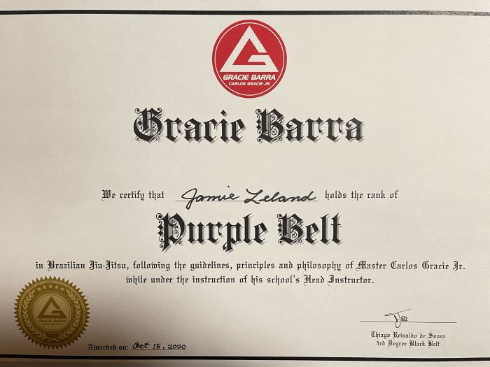 Purple belt · October 15, 2020 · Promoted by Thiago Reinaldo de Souza