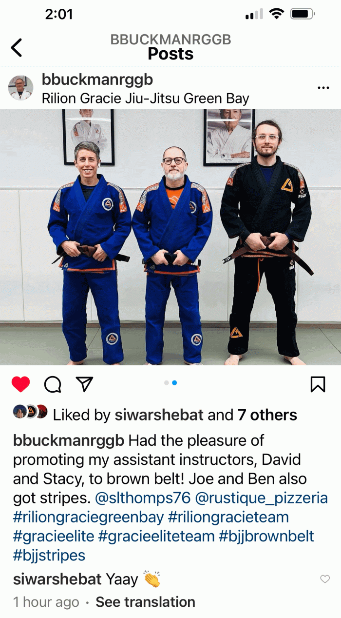 Brown belt · October 22, 2022 · Promoted by Brady Buckman