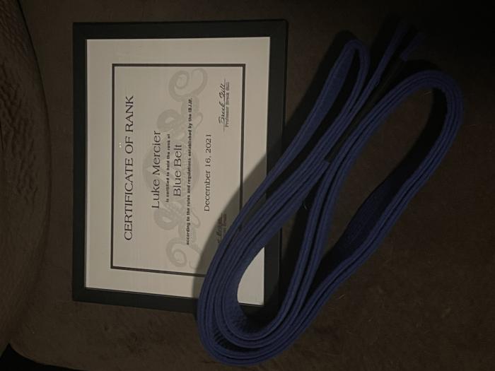 Blue belt · December 16, 2021 · Promoted by Breck Still
