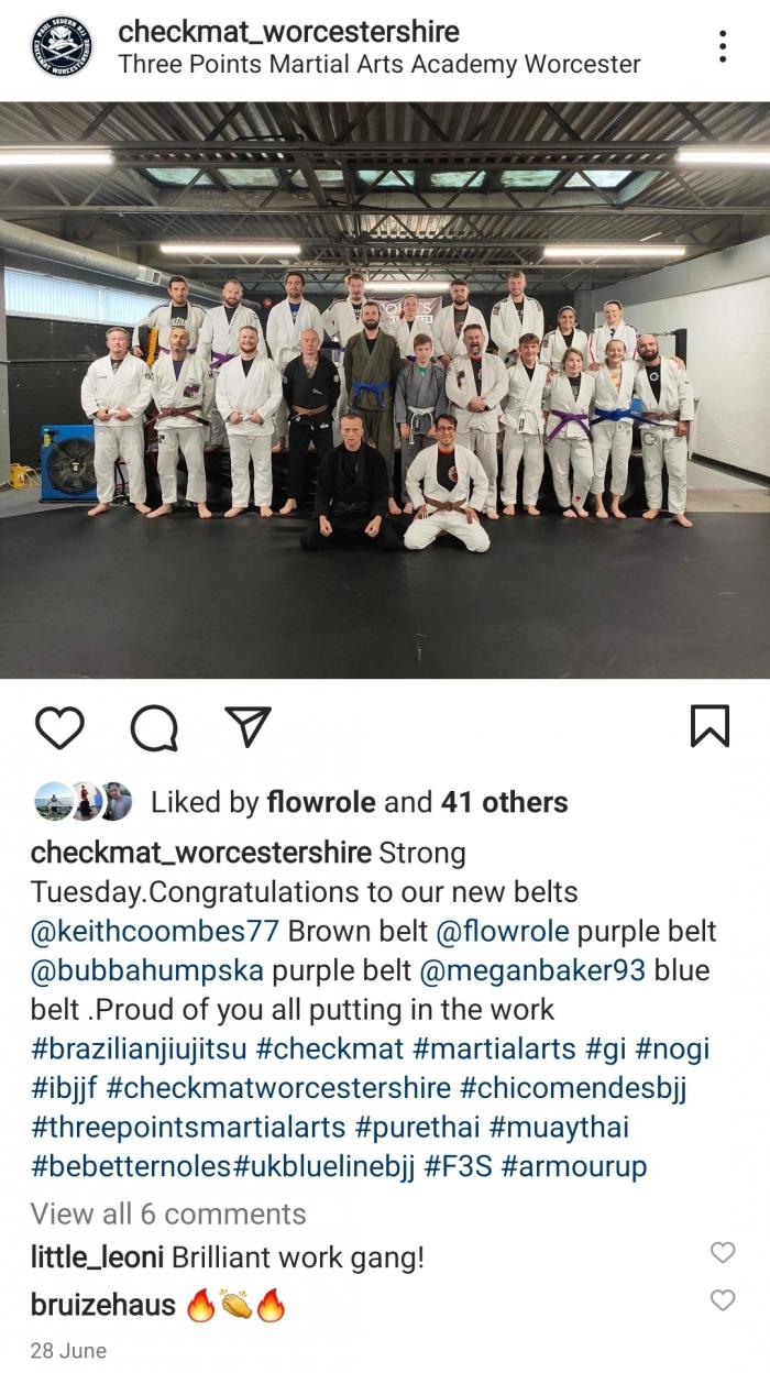 Post from my head coach on the night I got promoted. There were a bunch of us promoted that night, such a great feeling!