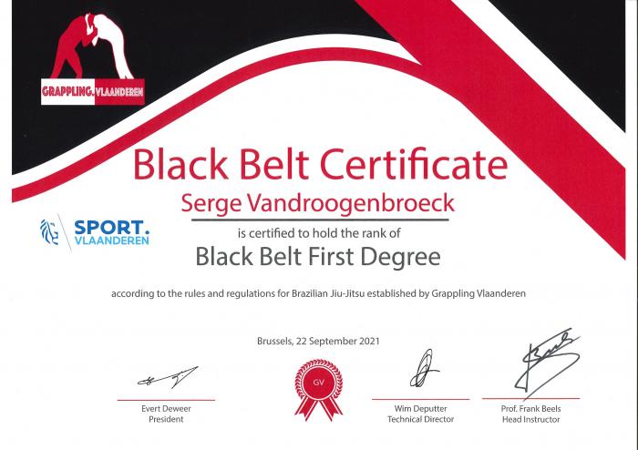 Black belt 1st degree · September 22, 2021 · Promoted by Frank Beels