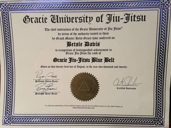 Blue belt · August 21, 2020 · Promoted by Chet Schemahorn