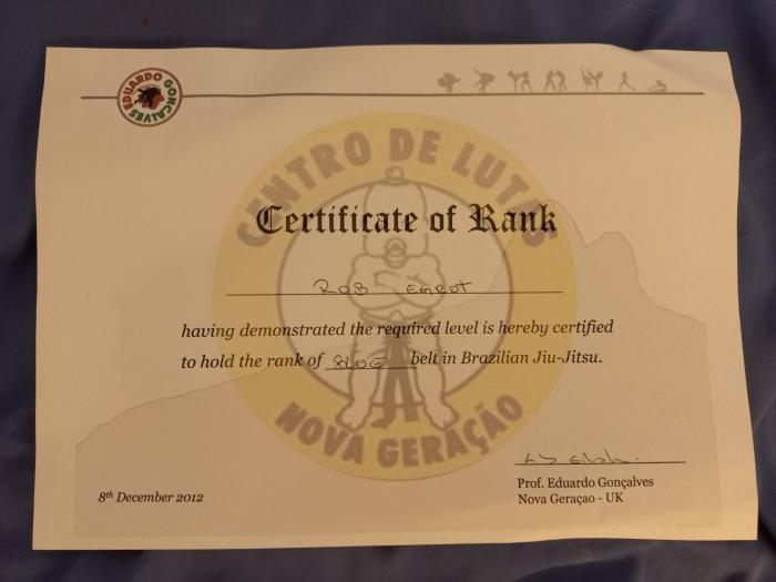 Blue belt · December 15, 2012 · Promoted by Eduardo Gonçalves