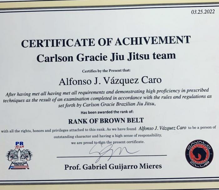 Brown belt · March 25, 2022 · Promoted by Gabriel Guijarro