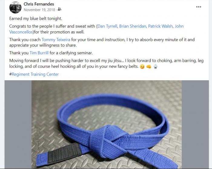 Blue belt · November 19, 2018 · Promoted by Tommy Teixeira