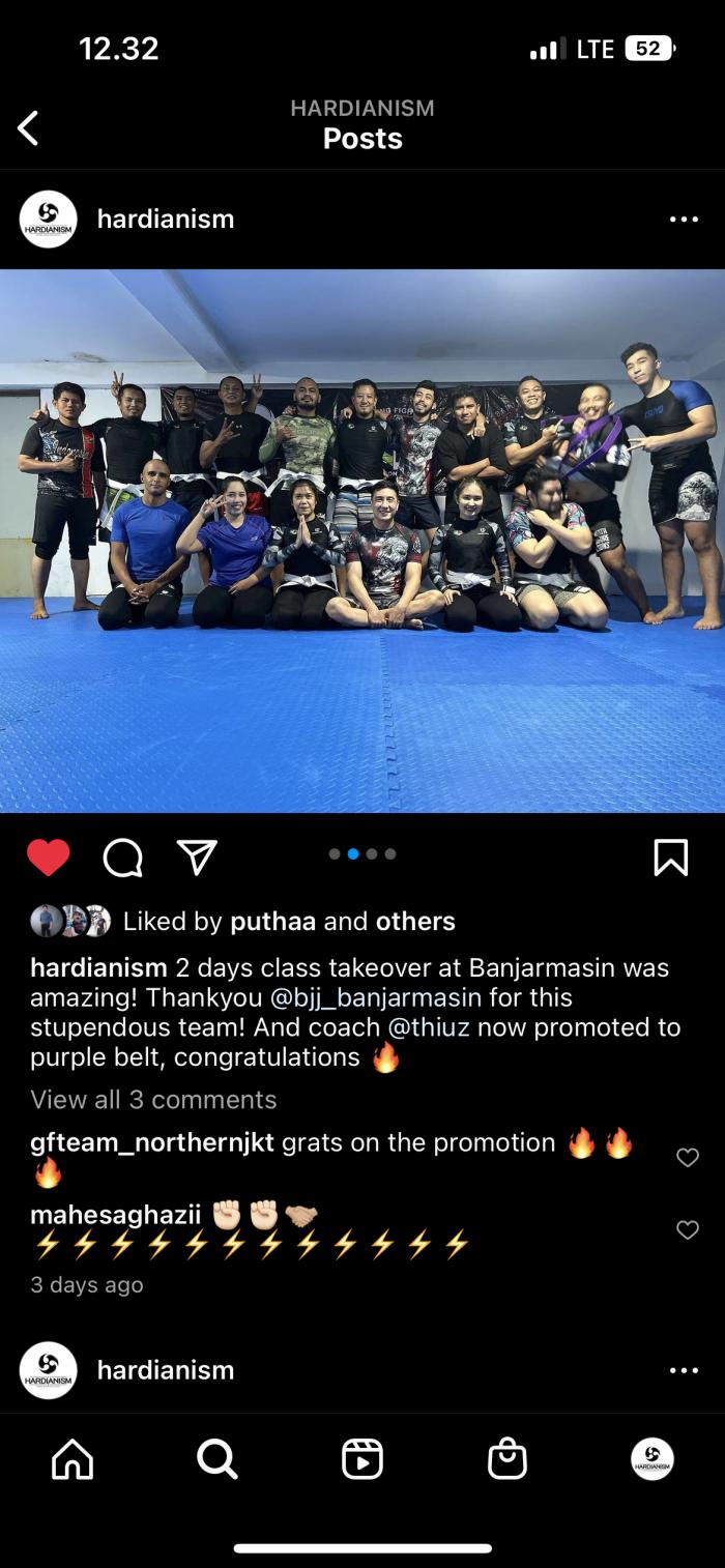 Purple belt · November 5, 2022 · Promoted by Hardian Kristiady