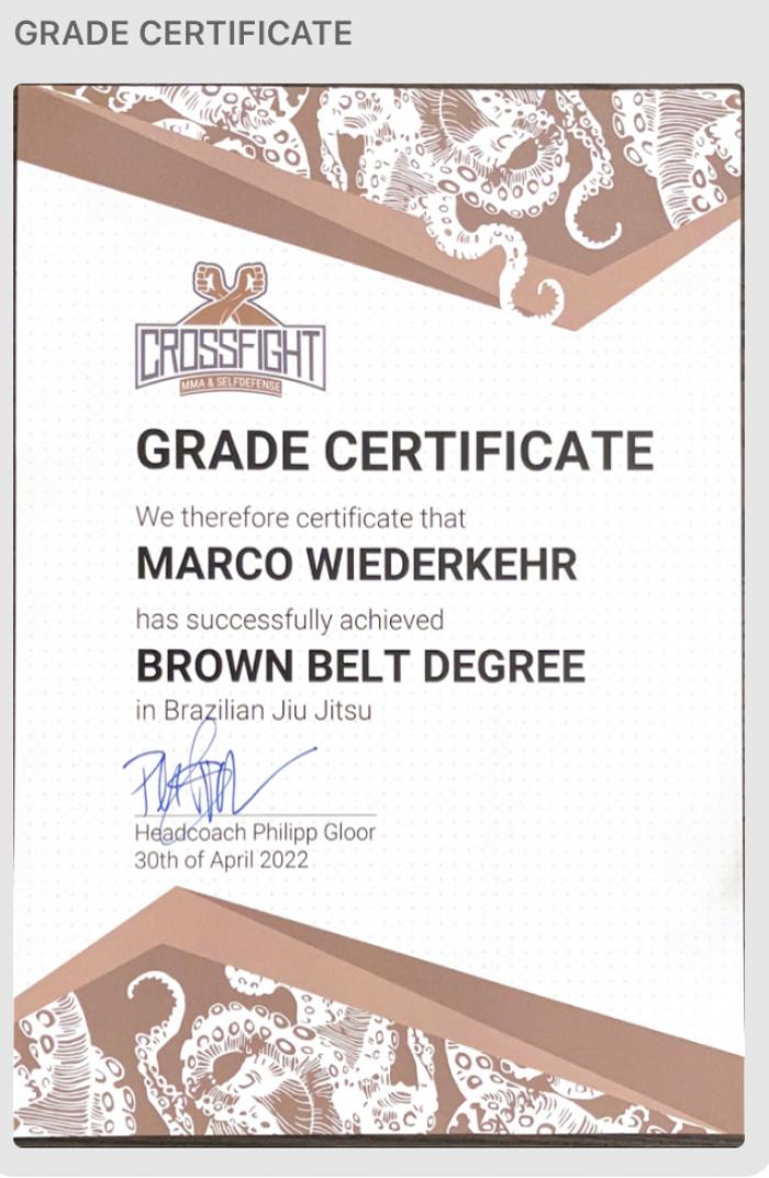 Brown belt · April 30, 2022 · Promoted by Philipp Gloor