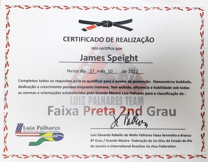 Black belt 2nd degree · October 27, 2022 · Promoted by Luiz Palhares