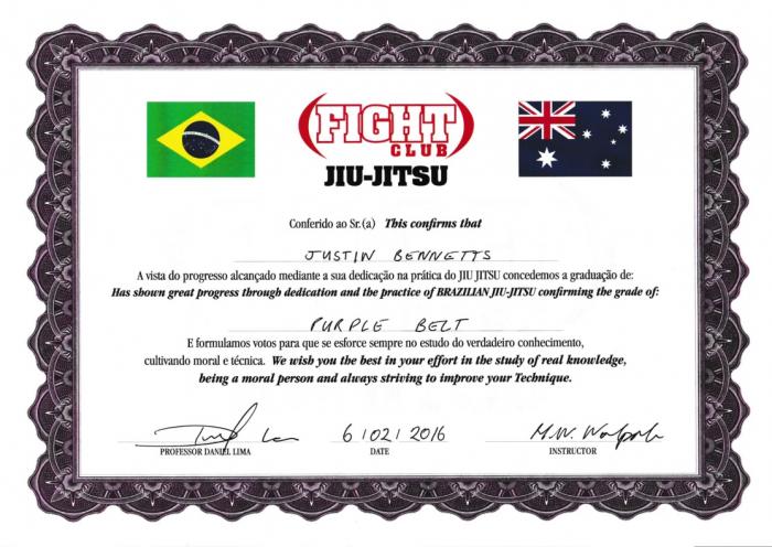 Purple belt · February 6, 2016 · Promoted by Daniel Lima