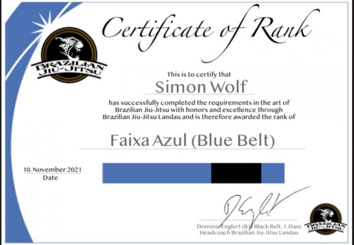 Blue belt · November 10, 2021 · Promoted by Dominic Englert