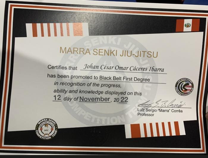 Black belt 1st degree · November 12, 2022 · Promoted by Sergio Correa MARRINHA
