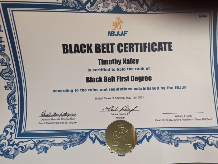 Black belt 1st degree · May 13, 2021 · Promoted by Bill Scott